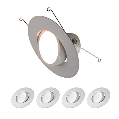 LED 5/6" Inch Adjustable Rotating Downlight 16.5W= (100w Equivalent) 1200 Lumens; 120V Flood; CRI >90; Damp Location; 5 Yr Warranty; Energy Star; Soft White 2700K- (4 Pack)