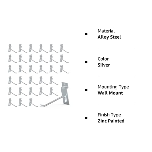 Poetiske Slatwall Hooks 32Pc 6Inch Slatwall Accessories Slatwall Panel Hooks Garage Organization Slat Wall Hooks Heavy Duty Pegboard Gridwall Hooks Display Hooks For Retail Sliver #TOP7