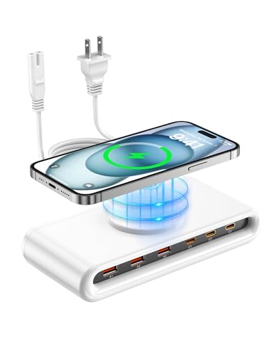 Station de charge USB C rapide 3C3A et chargeur induction 15W pour alimenter 7 appareils