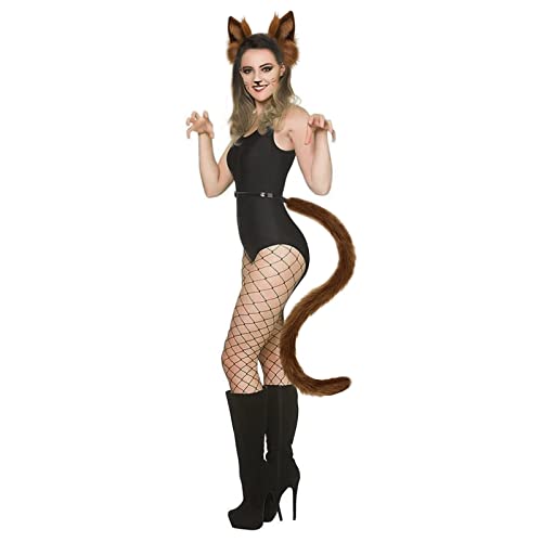 NICEYEA Faux Fur Fox Cat Ears Hair Clip Fluffy Wolf Fox Tail Set Cosplay Costume Animal Dress Up Fancy Dress Accessories Halloween Christmas Party Costume for Kids Adults - Image 2