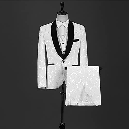 Men's 3 Piece Jacquard Suit 1 Button Shawl Lapel Paisley Tuxedo Set Stylish Slim Jacket Vest Pants with Bow Tie4
