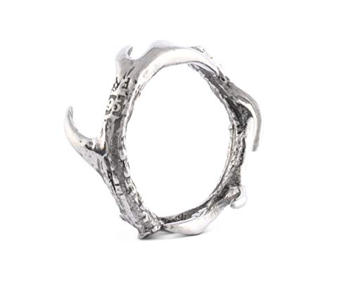 Vagabond House Solid Pewter Cast Metal Antler/Horn/Deer Rustic Napkin Ring Artisan Handcrafted for Refined Cabin Lodge Mountain Table Heirloom Quality (Sold as Single Ring) 1.5 inch Diameter