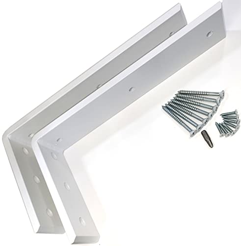 Support d'étagère robuste équerre en L en fer métallique blanc pour console de comptoir - 3