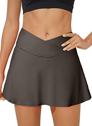 Aleumdr Women’s High Waist Swim Skirt Tulip Hem Shirring Swimsuit Bikini Bottom S-XXL