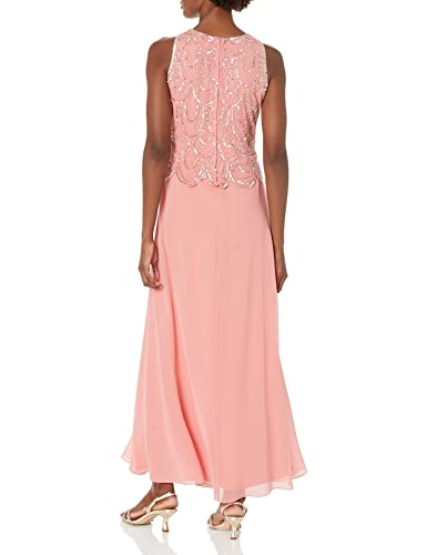 Image of J Kara Womens Plus Size Sleeveless Beaded Pop Over Long Dress with Scarf