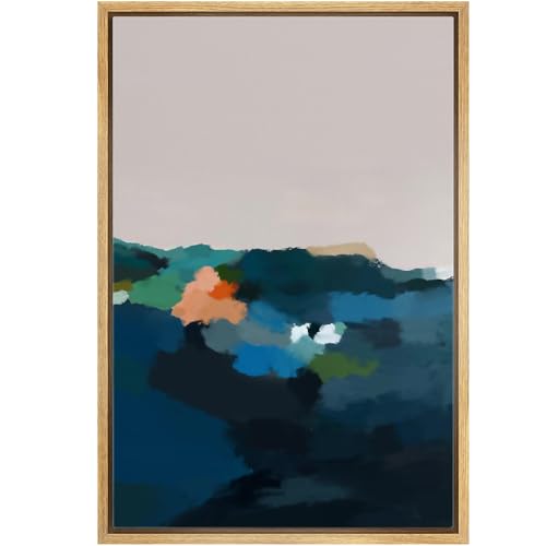 IDEA4WALL Framed Canvas Print Wall Art Watercolor Pastel Mountain Range