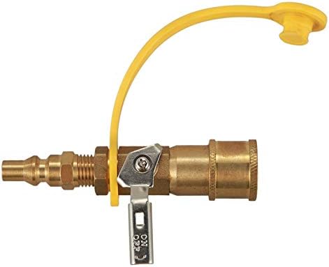 Propane Natural Gas 1/4 inch Quick Connect Kit - Shutoff Valve & Full Flow Plug - (Color: Gold)