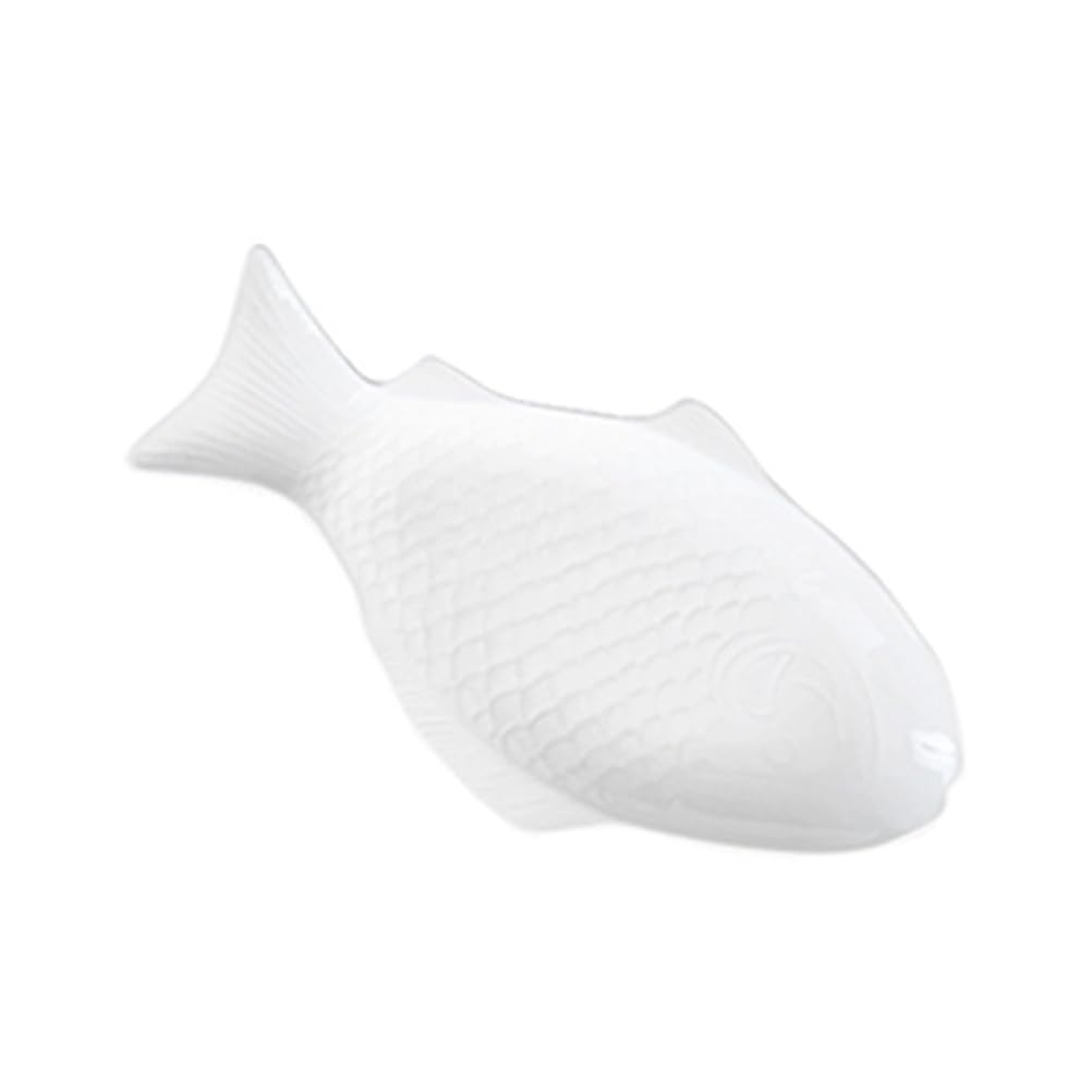 Cabilock Fischteller Keramik Fischplatte Porzellan Servierteller Fischform Lachsplatte Vorlegeplatte Ovale Frühstücksteller Tablett Servierschale Servierplatten für Fisch Snack Meeresfrüchte