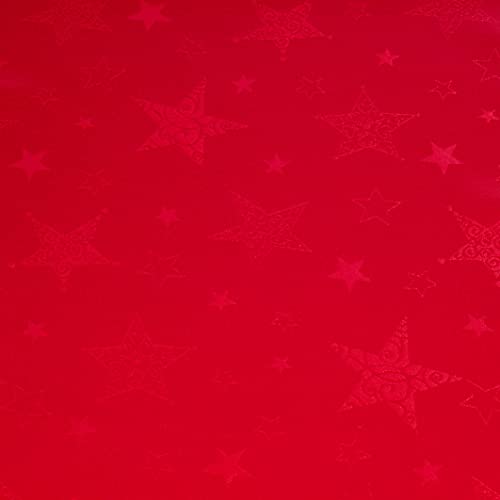 KAMACA Lotus Effekt Tischdecke Magic Stars mit Sternen Motiv - mit FLECKSCHUTZ - Flüssigkeiten perlen einfach ab Winter Weihnachten (Tischläufer 40x140 cm, Rot)