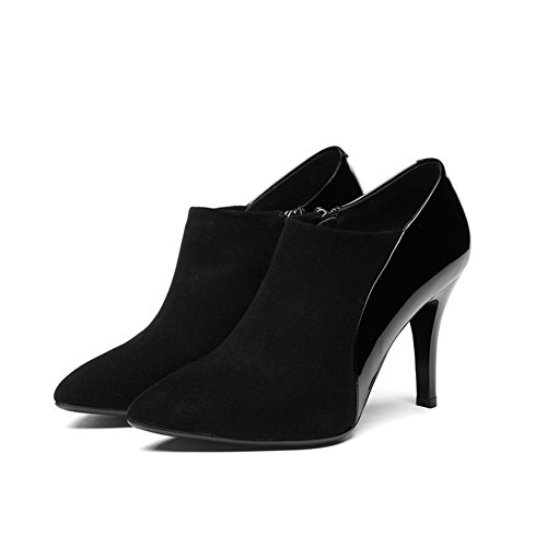 Chaussures à talons stiletto femme en cuir à bouche profonde chic