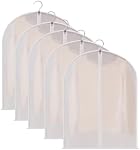 5-Pack Dust-Proof Hanging Garment Bags - PEVA Breathable Clothing Protectors with Full Zipper, Clear Storage Covers for Wardrobe & Closet Organization (100x60cm)