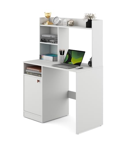 Image of Revon Study Table | Engineered Wood | Frosty White Finish | Free Standing | Stylish and Durable | Knock Down | 36 Months Warranty