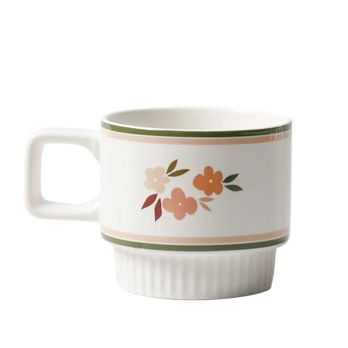 Taza de café para ahorrar espacio en la cocina, cerámica de 300 ml con relieve 2