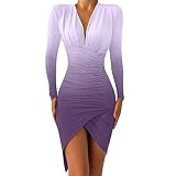 Winterkleid Damen Langarm Festlich Kleid Elegant Abendkleid Kurz Partykleid Silvester Brautkleid Brautjungfern Kleid Rockabilly Business Bleistiftkleid Clubwear Nachtkleid