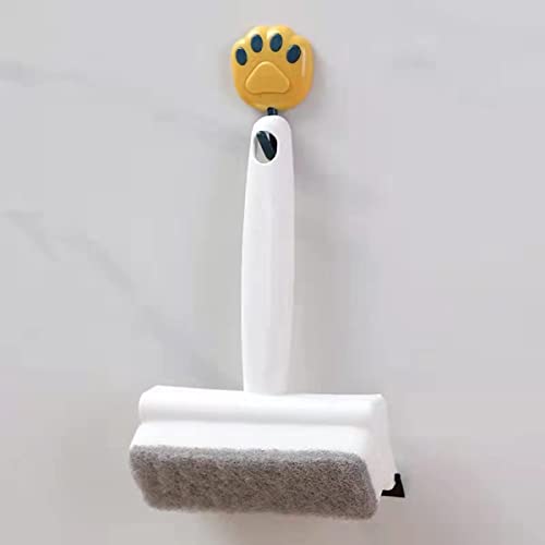 Image of Two-in-One Bathroom Cleaning Tool, Mirror, Toilet, Bathtub, Glass Door and Window Cleaning Supplies, 6pcs (1 Brush and 5 Replaceable Double-Sided Sponges) (Grey)
