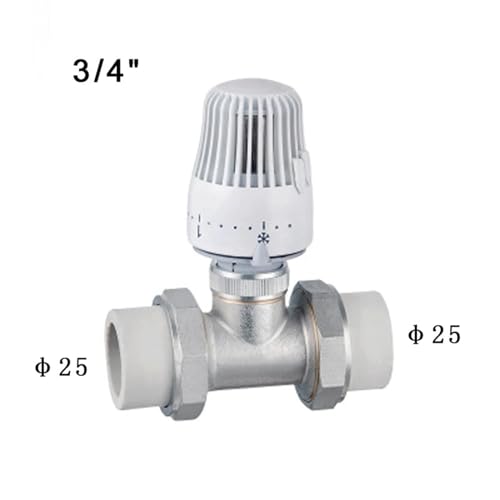 Válvula de control de temperatura en latón y PPR con termostato recto de 1" 3