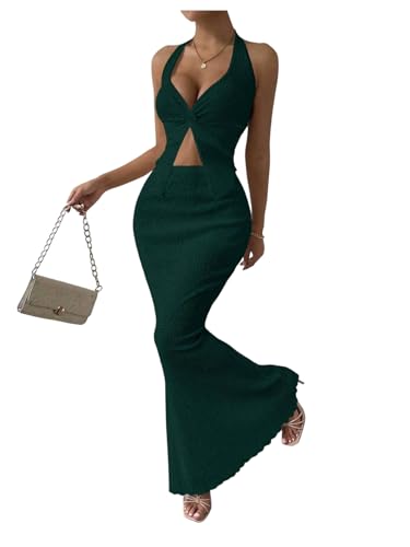 Image of SOLY HUX Women's Two Piece Outfits Twist Front Halter Cami Tops and Skirt Summer Set