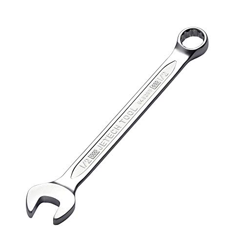 Image of Jetech 1 /2 inch Combination Wrench, SAE 12-Point Chrome Vanadium Steel Spanner, Industrial Grade with 15-Degree Offset, Sand Blasted Finish, Heat-Treated Forged Tool