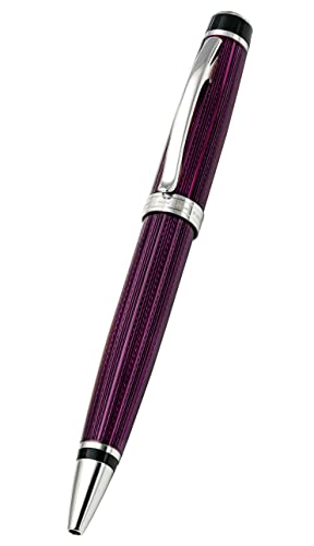 Xezo Incognito Brass Ballpoint Pen In Purple Metallic Color, Diamond-Cut Engraved, Serial, Platinum Plated Parts (Incognito Purple B) #TOP4