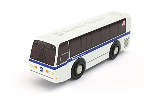 MUNI PALS Munipals New York City Bus Wooden Roadway Nova Bus RTS-06â€“Child Safe and Tested Wood Toy Bus