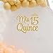 Mis Quince 15 Decal Sign for Balloon Kit Backdrop - Quinceañera Birthday Party Backdrop Decorations Mis Quince Años Gold Crown Wall Sticker Girl Sweet 15th Birthday Decor