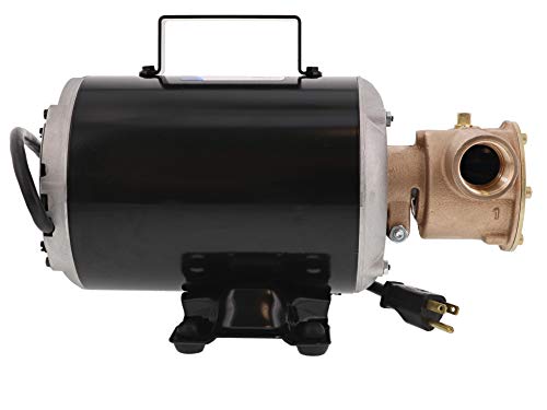 Jabsco 6050-0003 Marine Series Utility General Purpose Pump, 110-Volt, Nitrile Impeller, Open Drip Proof Moto Non-CE, 1\" NPT Ports, Bronze