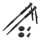 Professional Trekking Poles, Adjustable Black Aluminum Hiking Sticks with Anti-Shock System, Ergonomic Grip and Wrist Straps, 2-Pack 20-43 inches