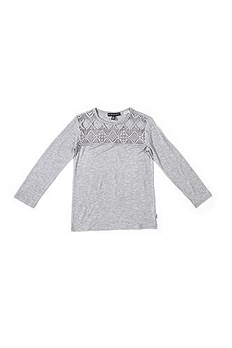Image of Silver Jeans Co. Girls' Crew Neck Long Sleeve Knit Top with Lace Details