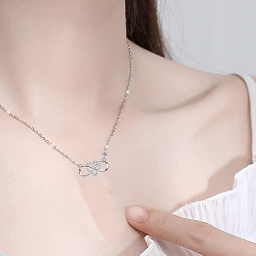 CRASLYMO Infinite Heart Necklace with Pendant for Women Girls 925 Chains White Gold | Love Heart Necklace Chain Silver Necklace Pendant Gifts Jewelry for Women Girls