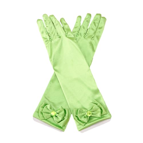BaronHong Satin Girls Gloves - Princess Dress Up Bows Formal Long Gloves for Party