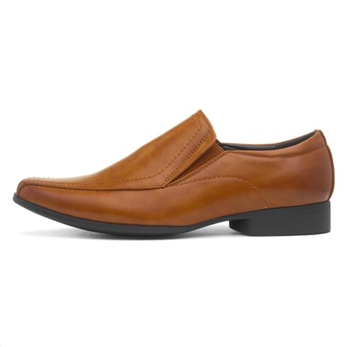 Beckett Mens Tan Formal Slip On Square Toe Shoe - Size 9 UK - Brown