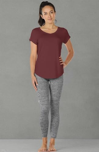 Image of icyzone Open Back Yoga Shirts for Women - Exercise Workout Tops, Athletic Short Sleeves, Running T-Shirts Loose Fit