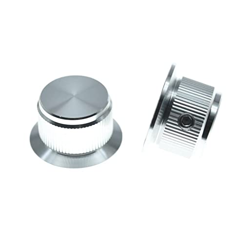 Dopro 3-Pack Set Screw Style Aluminium Potentiometer Knobs 1/4" Universal Top Hat Knobs Bell Volume Tone Control Knobs for Guitar/Bass/AMPS/Preamps Silver Without Indicator