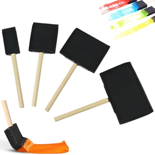 4 Stück Schwammpinsel 4 Größen Holzgriff Malutensilien Holzgriff Schwammpinsel Farbschwammpinsel Malschwammstempel Malschwammstempel Malerei Schaumstoff Stupfpinsel Malzubehör für DIY Bastelprojekte