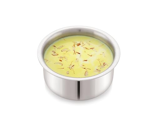 Image of Anjali Tattva Triply Tope Without Lid - 1200ml Food Grade Stainless Steel, Aluminium Core, Induction Compatible, Even Heat Distribution, Ideal for Boiling, Simmering & Everyday Cooking(TVTTP14)