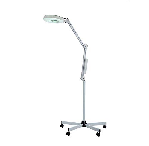 Preisvergleich Produktbild 5X Vergrößerungslampe Gesichtslupenlampe LED-Glaslinse - Verstellbarer Schwenkarm mit rollendem Bodenständer für Salon Beauty Manicure Hautpflegegeräte