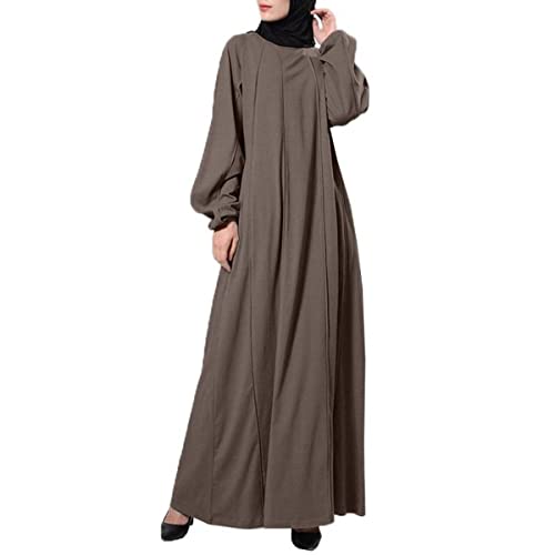 RUNYN Robe musulmane Ramadan Robe de prière une pièce Abaya Dubai Full Cover Islam Robe africaine turquie caftan, Braun, M grande taille tall Cover