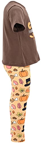 Image of Unique Baby 2 Piece Girls Printed Leggings Outfit with Short Sleeve Shirt Kid and Toddler Clothes Set