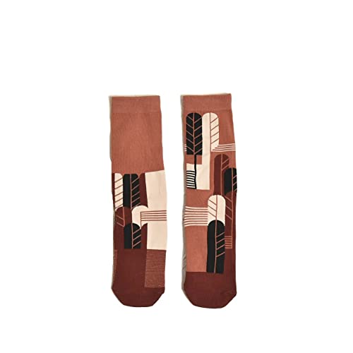 Retro houndstooth stockings Japanese asymmetrical AB socks wave point trendy medium tube socks pile pile art all-match