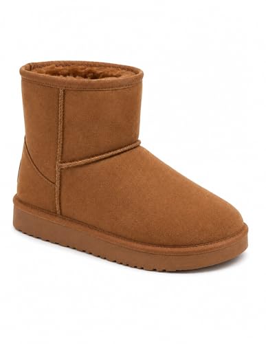 Primtex Bottes fourrées Femme Forme Boots Basse à Fourrure synthétique-40,40 EU,Marron-Camel