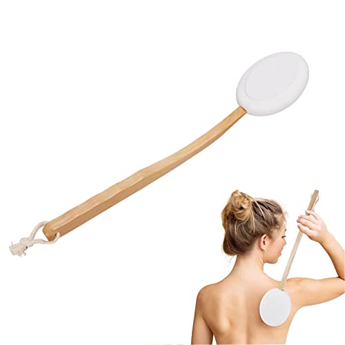 Shower Lotion Applicator ,Lotion Applicator For Back Bath Lotion Applicator Professional Home Men Elderly Women Wooden Long Handle Shower Back Scrubber Brush for Self Application