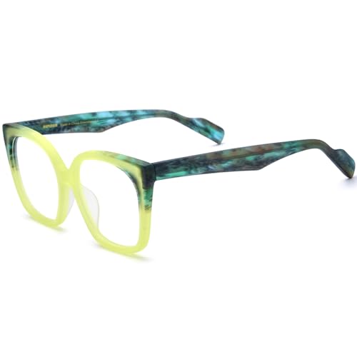Image of HEPIDEM Gradient Multicolor Acetate Glasses Frame Women Big Oversize Eyeglasses 2023 New Spectacles Eyewear