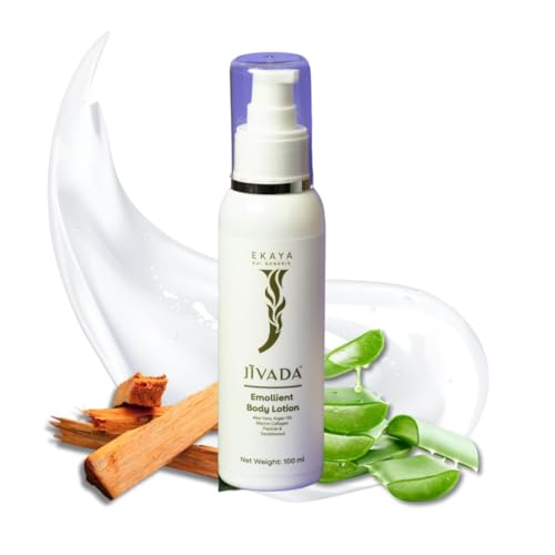 Image of Jivada Emollient Body Lotion with Argan Oil, Aloe Vera, Vitamin C & HA | For Deeply Nourished, Moisturized Skin | Dry & Rough Skin|All Skin Types| Women & Men | Sulphate & Paraben Free | 100 ml