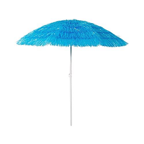 Mojawo Hawaii Strandschirm Sonnenschirm Strand Schirm Sonnenschutz Gartenschirm Bastschirm Sonnenschutz knickbar Polyester Blau Ø1,6m