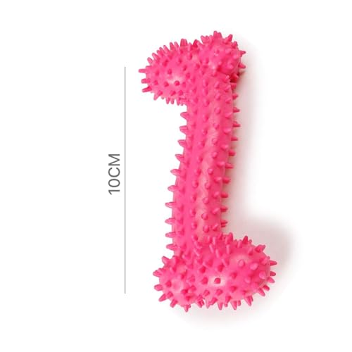 Image of Dog Chew Toy for Puppy, Cute Blue Small Dog Toy, Durable Chew Toy for Dogs and Pets - Durable & Non Toxic Spiky Rubber Bone for Dogs and Pets |Chew and Interactive Dog Toy (Pink)