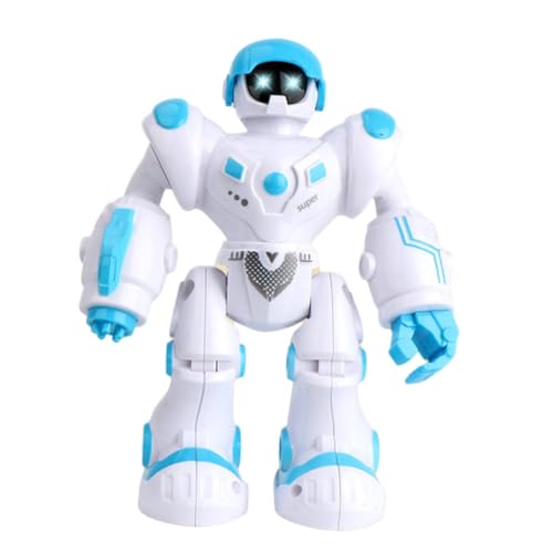 Kisangel Robot Electrónico Luces Intermitentes y Música, Juguete Eléctrico Caminante Blanco Función de Marcha Inteligente y Evitación Automática de Obstáculos, Juguete Educativo y
