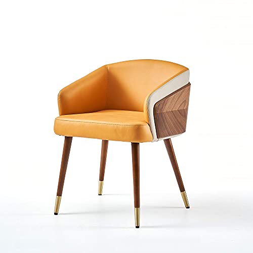 ARTPLAN Dining Chair Mid Century Modern Faux Leather with Walnut,
