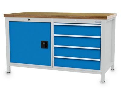 Bedrunka+Hirth - Kastenwerkbank 1500x750x959 mm mit 4 Schubladen, 1 Flügeltür und 1 Fachboden