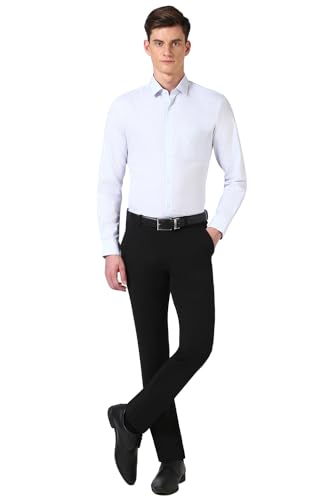 Image of Peter England Men's Classic Textured Slim Fit Full Sleeve Shirt | Wonder Fabric | Cotton Rich | Premium Dobby