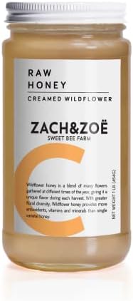 Unfiltered Raw Honey by Zach & Zoe Sweet Bee Farm – Pure Farm Raised Honey Packed with Powerful Anti-oxidants, Amino Acids, Enzymes, and Vitamins! (Creamed - 16oz)